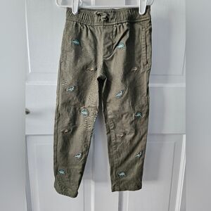 Janie and Jack Olive Green Dinosaur Pants